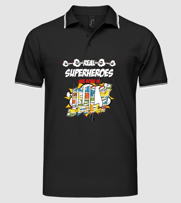 real superheroes are born in july model negru pe tricou