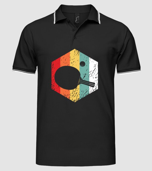 Retro Ping Pong model negru pe tricou