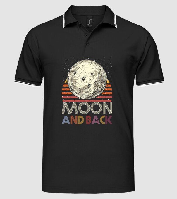 Retro vintage love you to the moon and back MOON model negru pe tricou