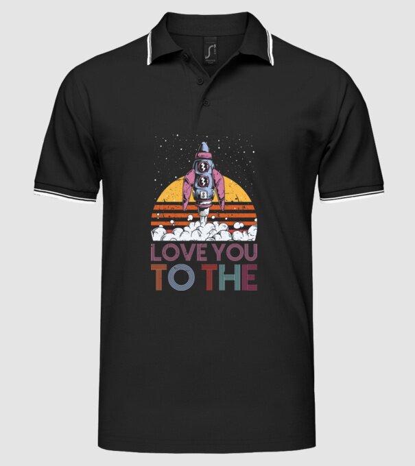 Retro vintage love you to the moon and back ROCKET model negru pe tricou