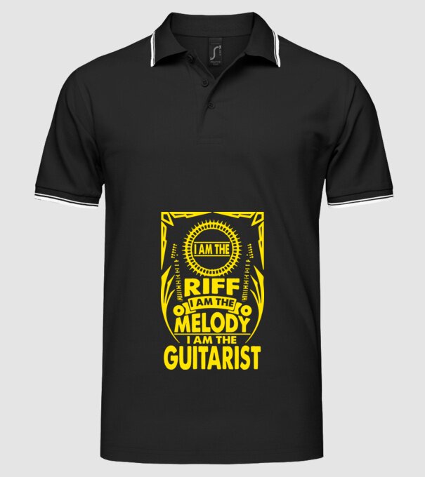 Riff Melody Guitarist model negru pe tricou
