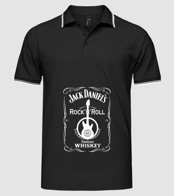 'Rock''n''Roll whiskey' model negru pe tricou