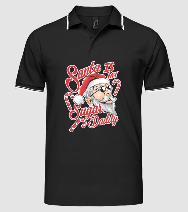 Santa is my sugar daddy model negru pe tricou