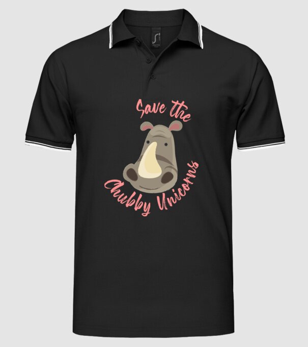 Save the chubby unicorns model negru pe tricou