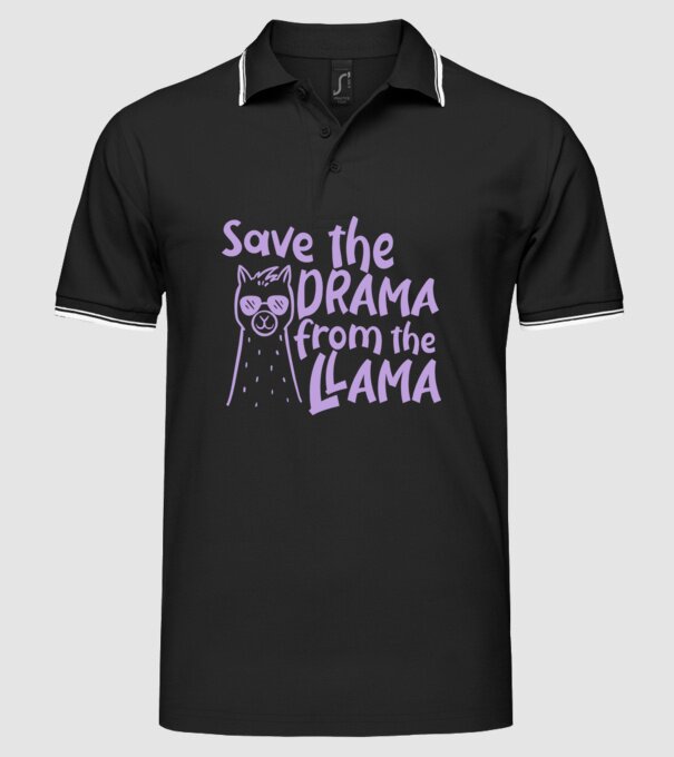 Save the drama from the llama model negru pe tricou