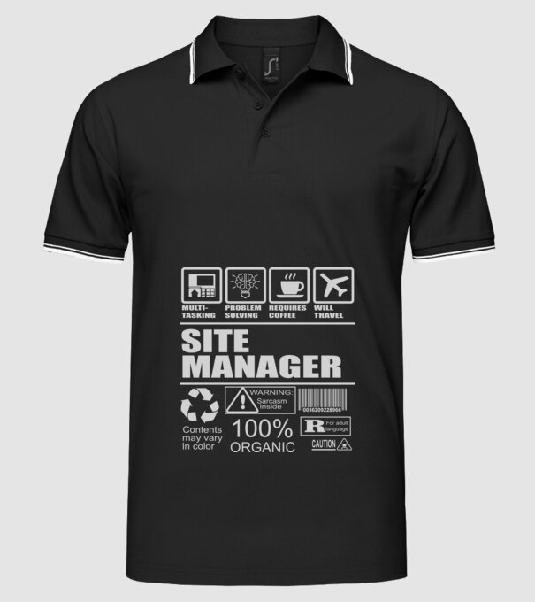 Site manager model negru pe tricou