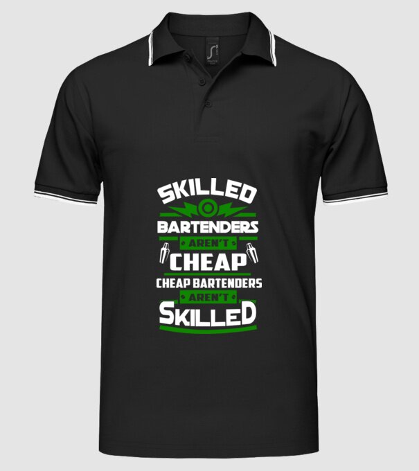 'Skilled bartenders aren''t cheap' model negru pe tricou