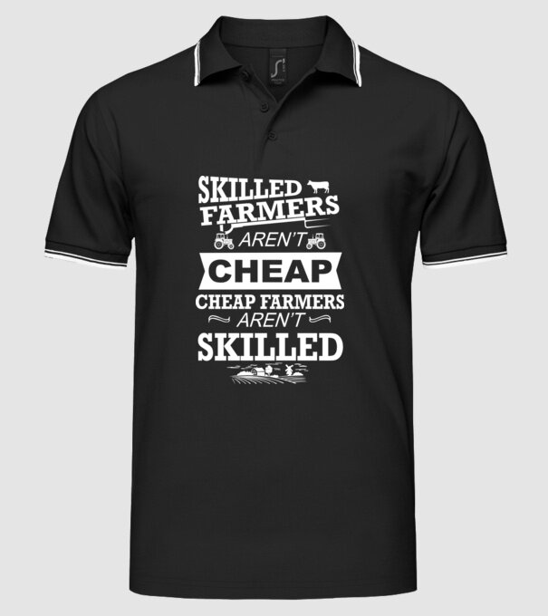'Skilled farmers aren''t cheap Cu tractor' model negru pe tricou