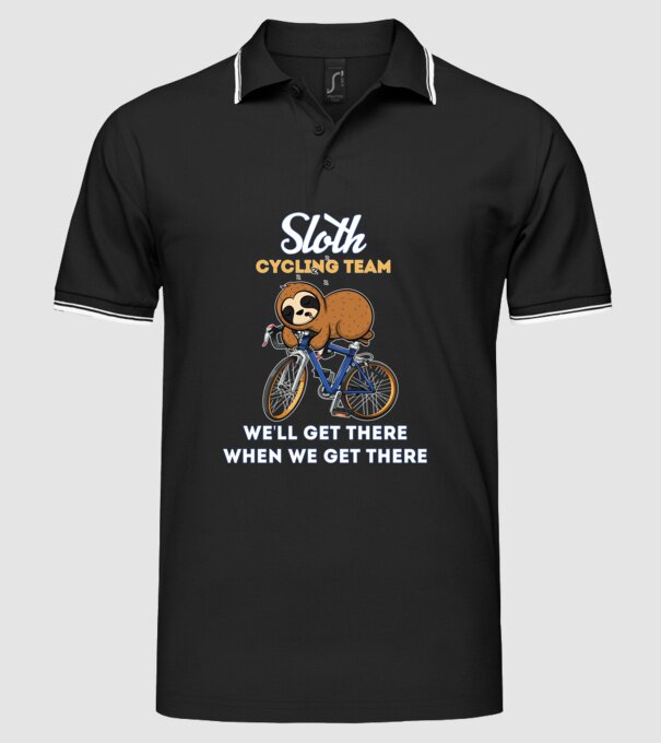 Sloth cycling team model negru pe tricou