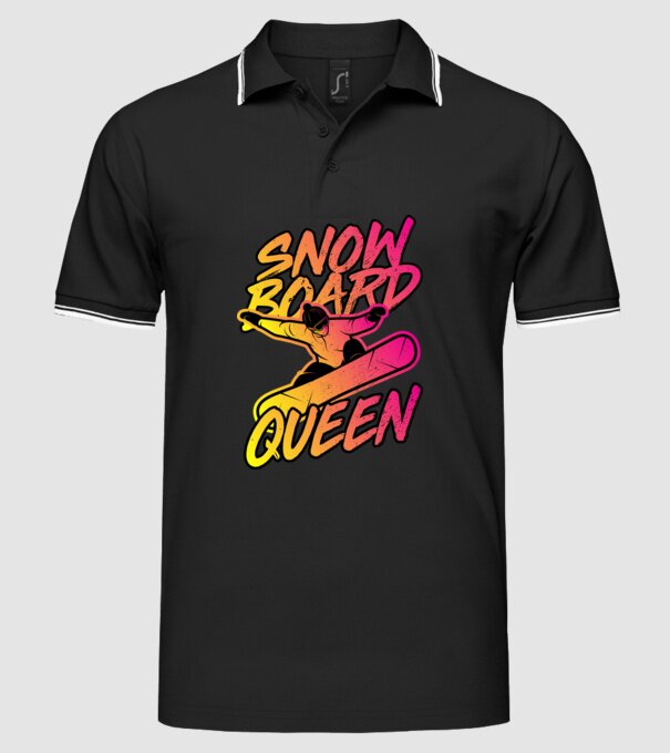 snowboard queen model negru pe tricou