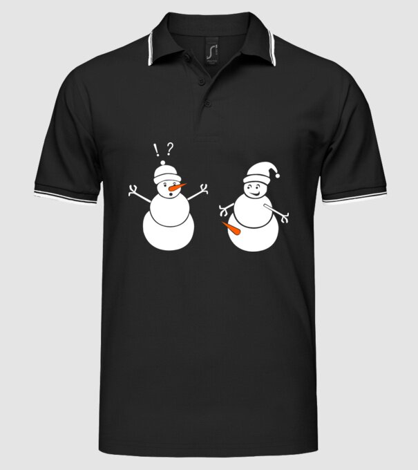 Snowman in action model negru pe tricou