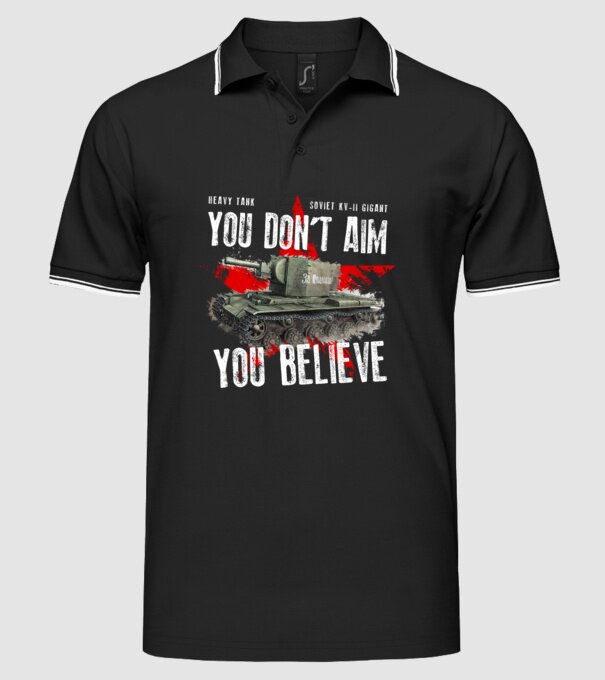 Soviet kv-II model negru pe tricou