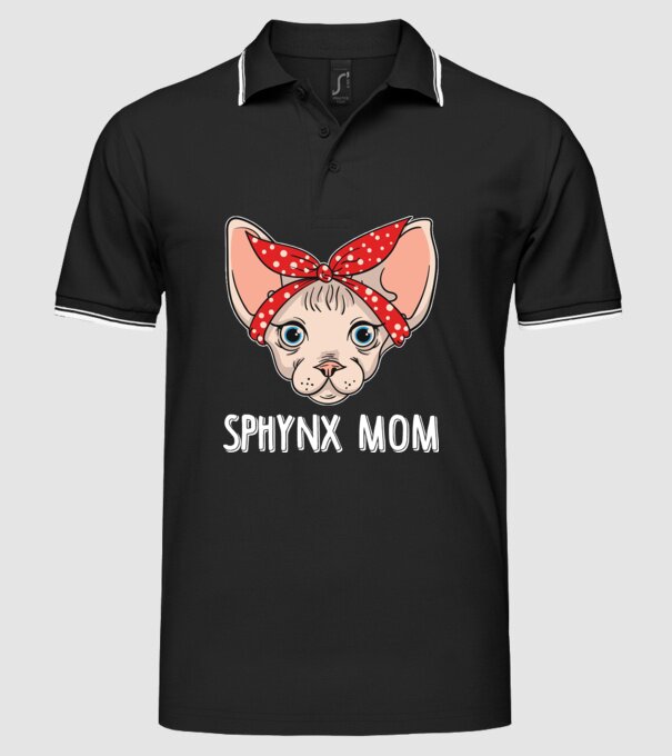 sphynx mom model negru pe tricou