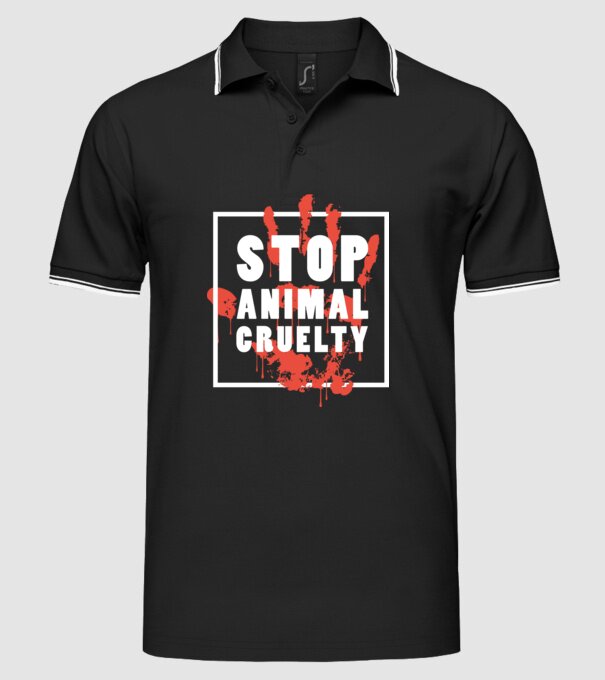 Stop animal cruelty model negru pe tricou