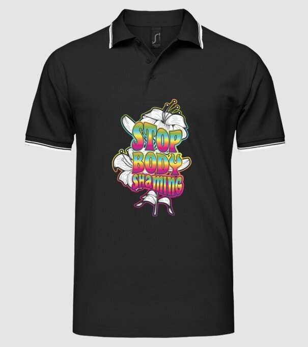 Stop body shaming lily model negru pe tricou