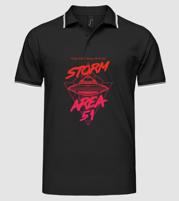 storm area 51 ufo orange model negru pe tricou