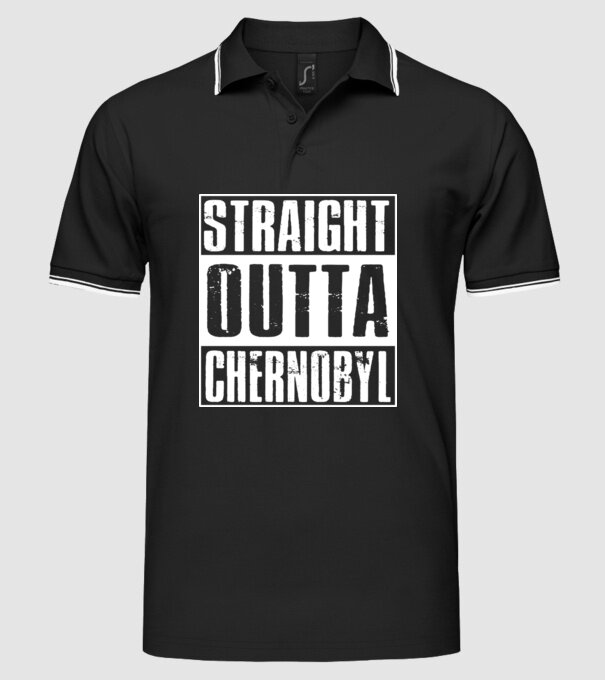 Straight outta Chernobyl model negru pe tricou