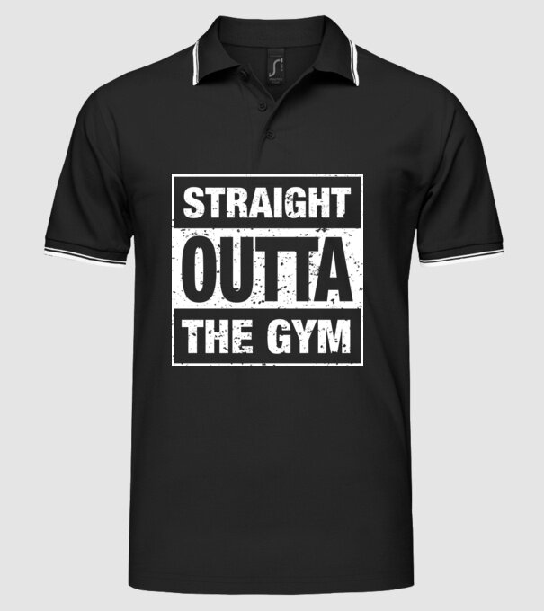 Straight outta gym model negru pe tricou