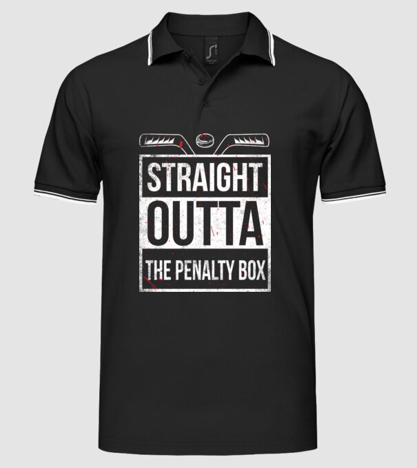 Straight outta the penalty box model negru pe tricou