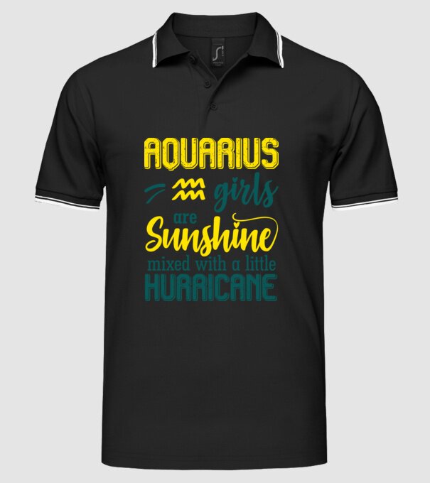 Sunshine with Hurricane AQUARIUS model negru pe tricou