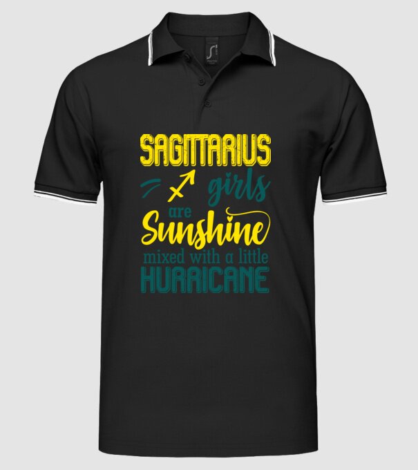 Sunshine with Hurricane SAGITTARIUS model negru pe tricou