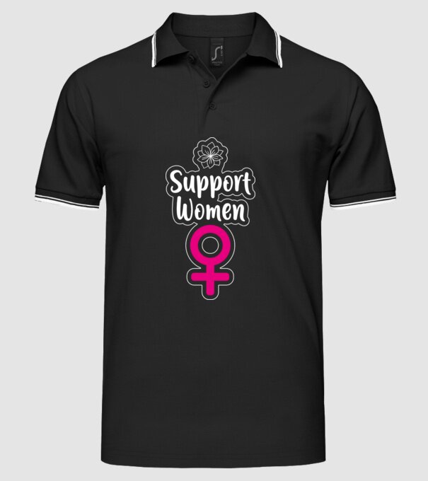 Support Women model negru pe tricou
