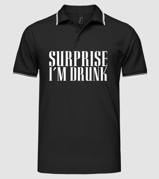 Surprise im drunk model negru pe tricou