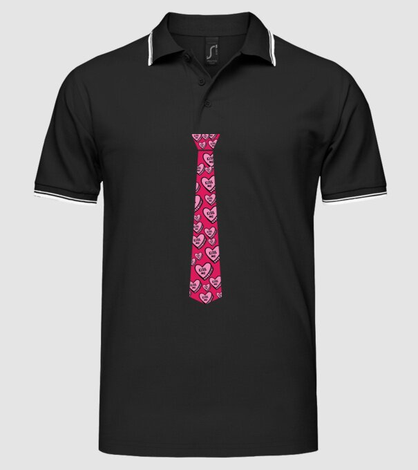 Cravată cu inimă model negru pe tricou