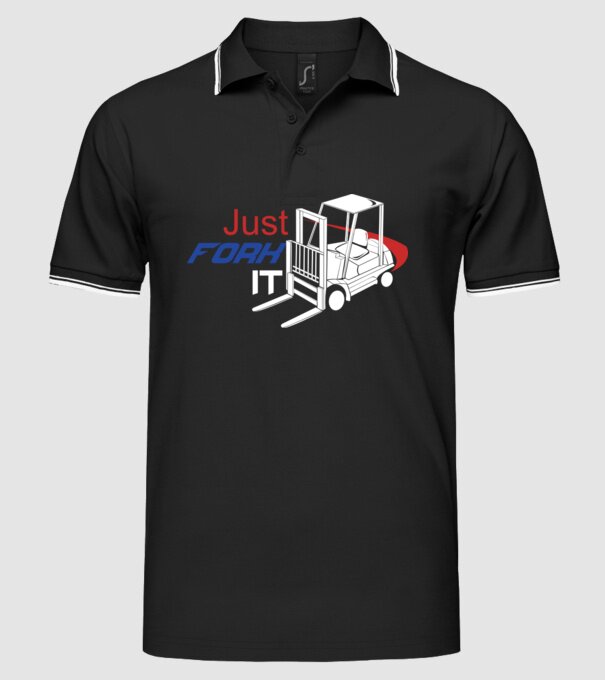 Targonca Just Fork It model negru pe tricou