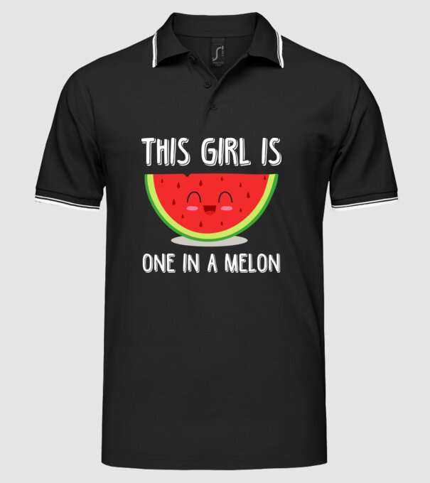 This girl is one in a melon white model negru pe tricou
