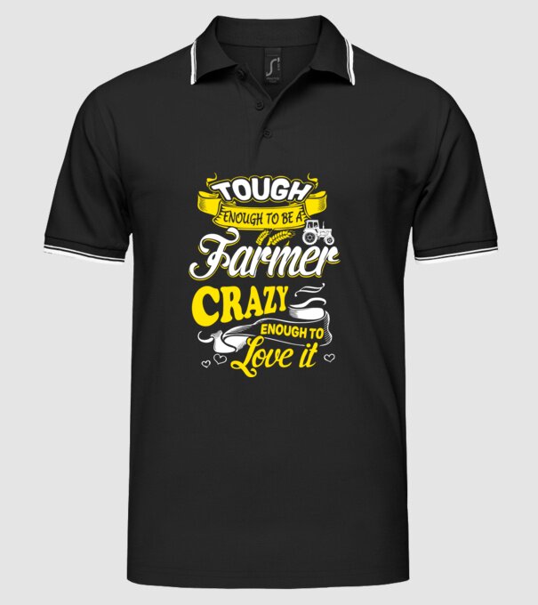 Tough enough to be a farmer Traktoros model negru pe tricou