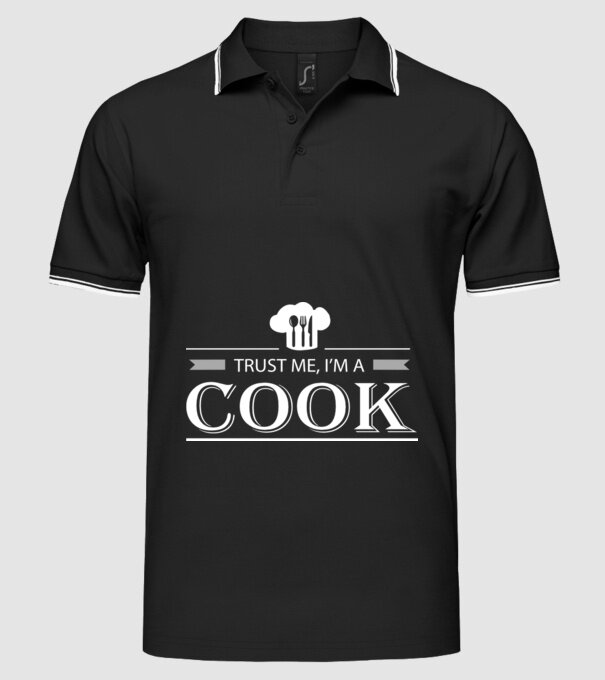 'Trust me I''m a cook' model negru pe tricou