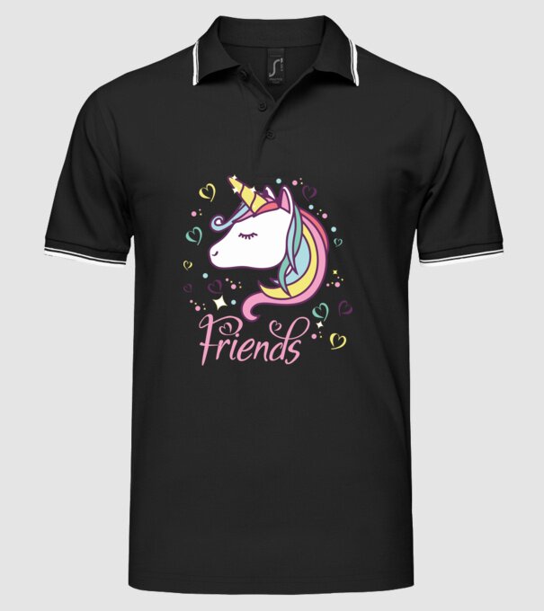 Unicorn Friend model negru pe tricou