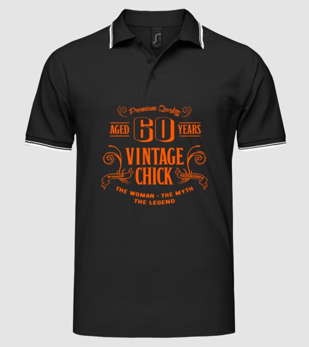 Vintage chick - 60 model negru pe tricou