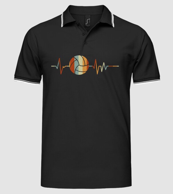 Volleyball heartbeat model negru pe tricou