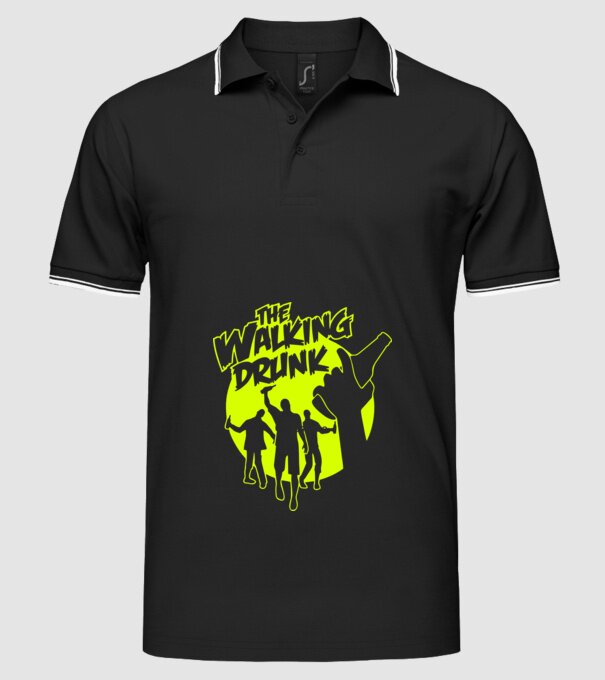 Walking Drunk model negru pe tricou