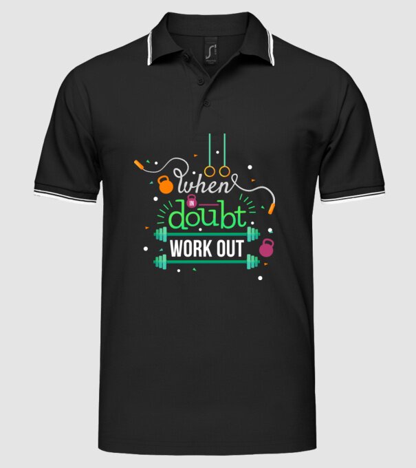 When in doubt model negru pe tricou