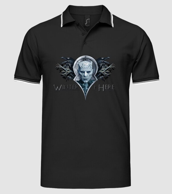 Winter is Here model negru pe tricou