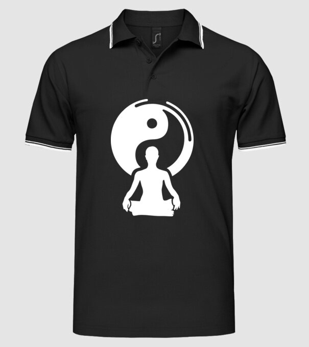 Meditație Yin yang model negru pe tricou