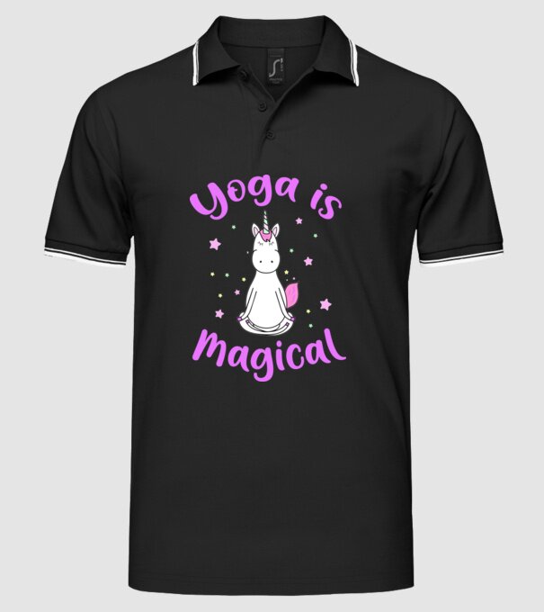 yoga is magical model negru pe tricou