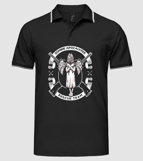 Zombie apocalypse rescue team angel model negru pe tricou