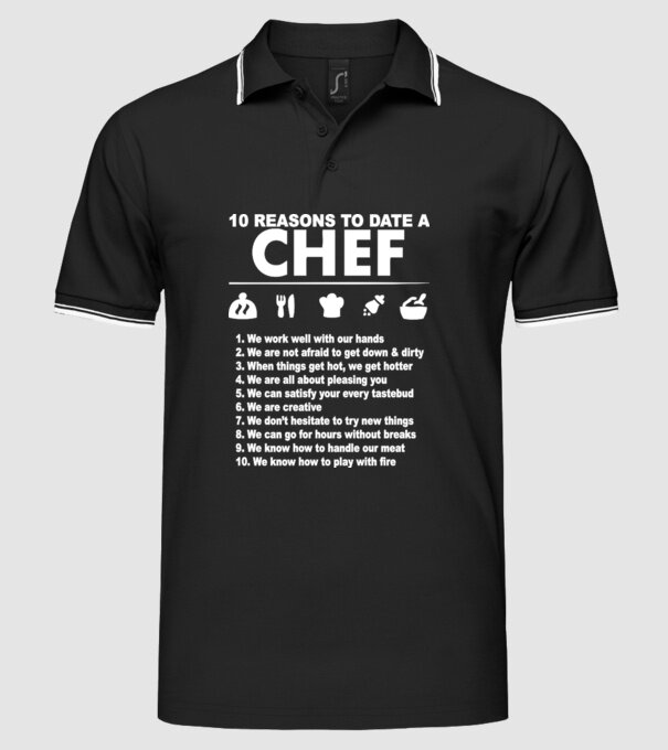 10 reasons to date a chef model negru pe tricou