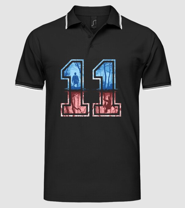 11 eleven stranger things model negru pe tricou
