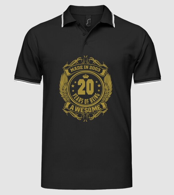 20 years of being awesome winged model negru pe tricou