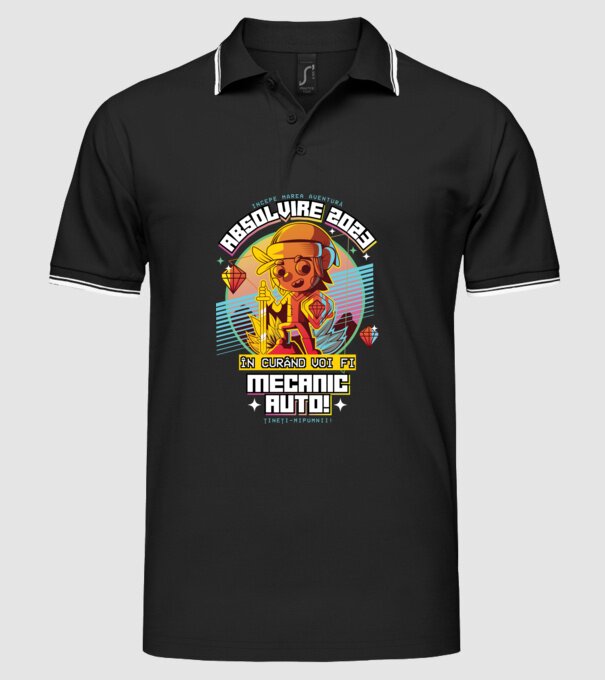 absolvire 2023 mecanic auto model negru pe tricou