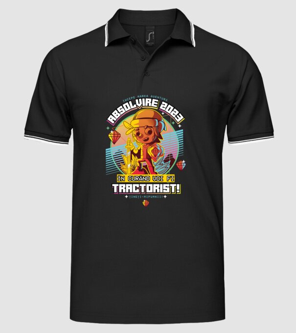 absolvire 2023 tractorist model negru pe tricou