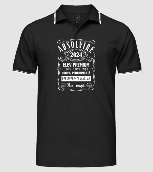 Absolvire Premium model negru pe tricou