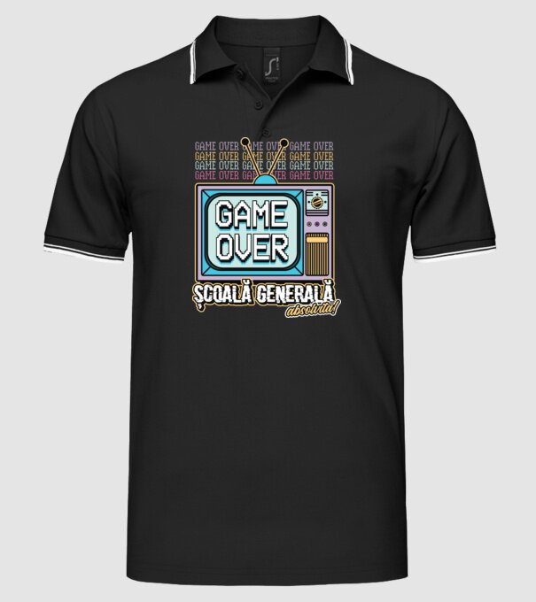 Absolvire retro școală generală model negru pe tricou