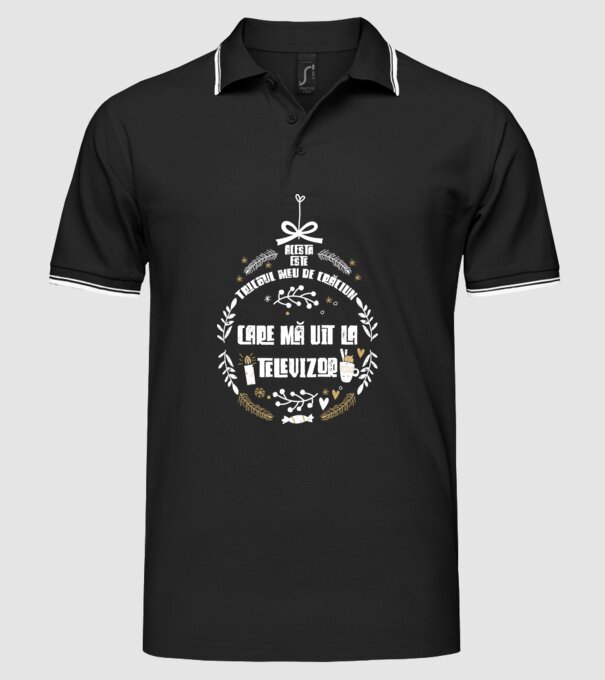 acesta este tricoul meu de Crăciun_care ma uit la televizor model negru pe tricou