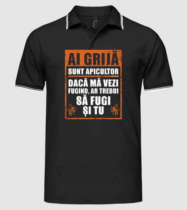 ai grijă, sunt apicultor, dacă mă vezi fugind, ar trebui să fugi și tu model negru pe tricou